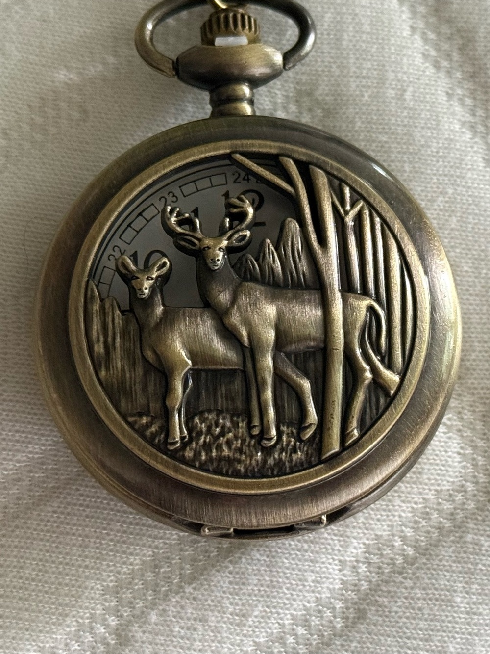 Vintage pocket watch Deer engraved